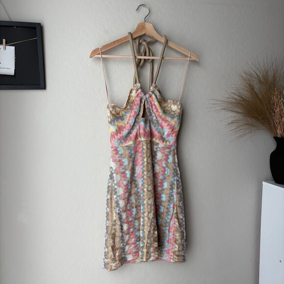Alexis Dress Everest Knit Halter Mini Dress Multicolor Size M - Picture 2 of 9